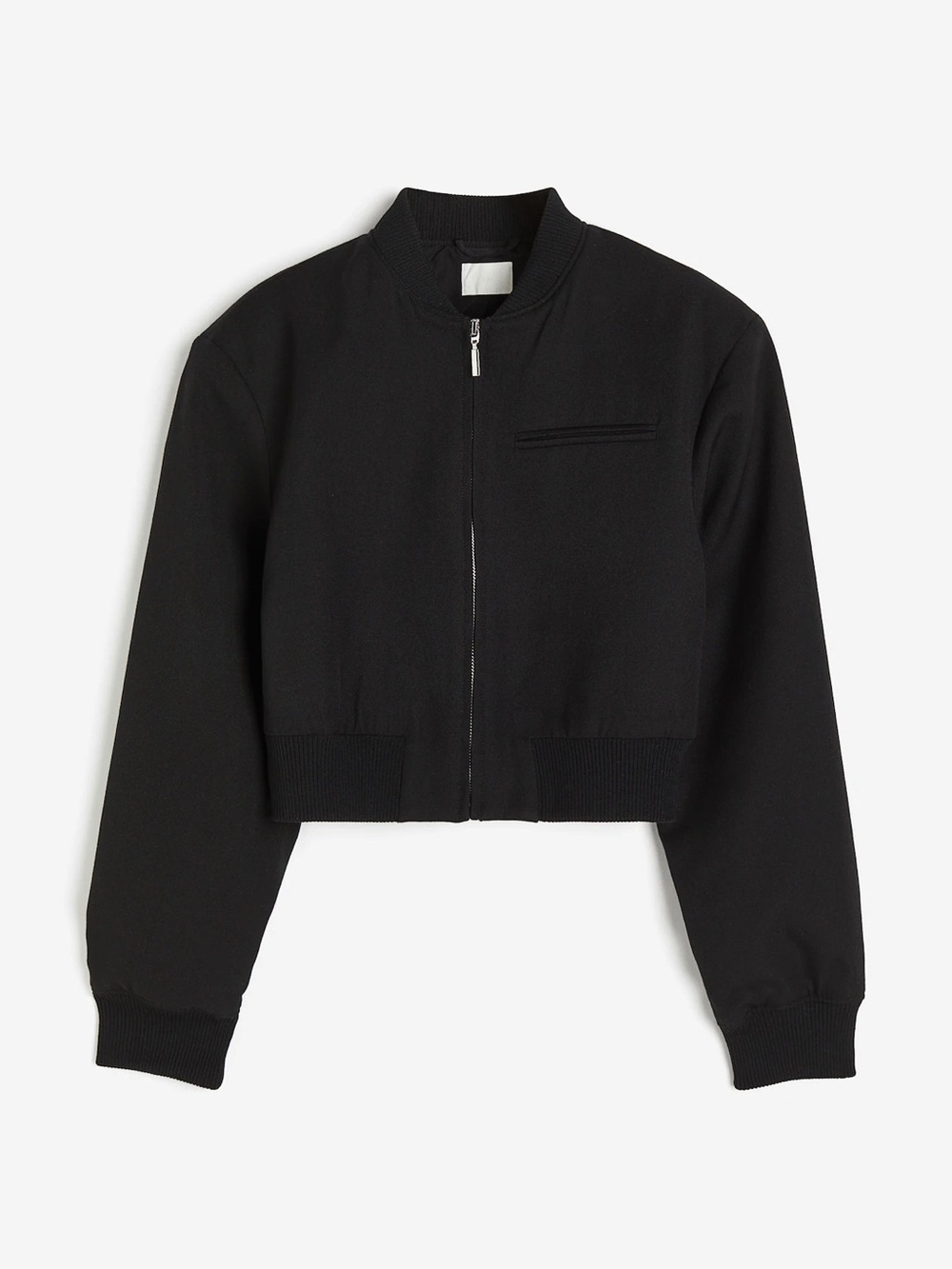 H&M Black Cropped Bomber Jacket